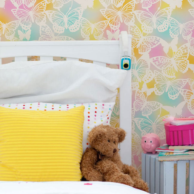 kids room nursery tie dye color butterfly design wall stencil butterfly magic