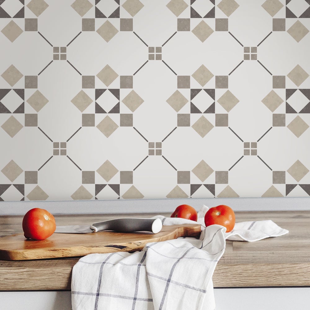 kitchen backsplash stencil neutral