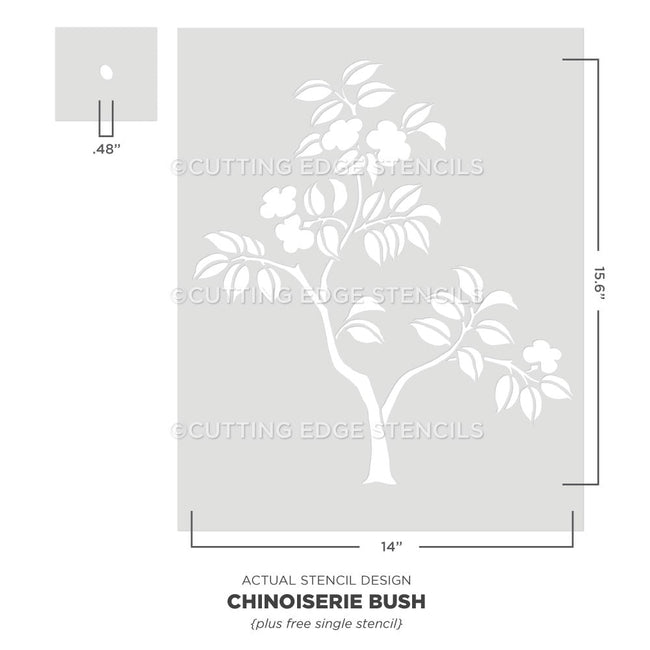chinoiserie bush wall pattern stencil actual image