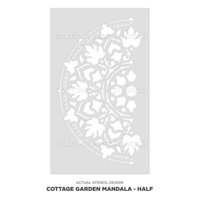Cottage garden mandala stencil half
