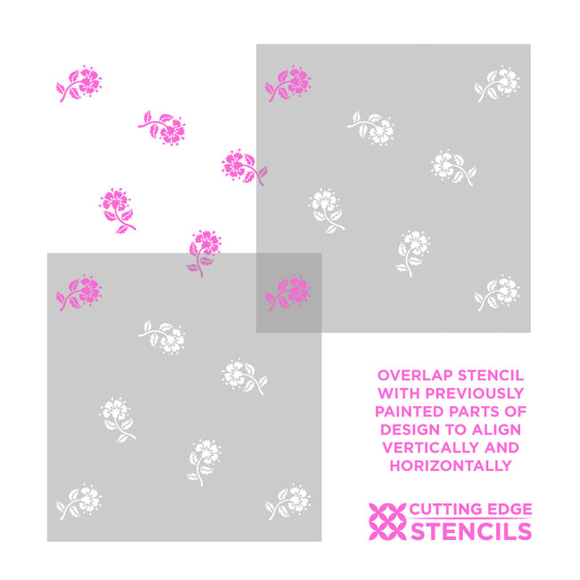 alignment how to photo for cottage pinks floral wall stencil