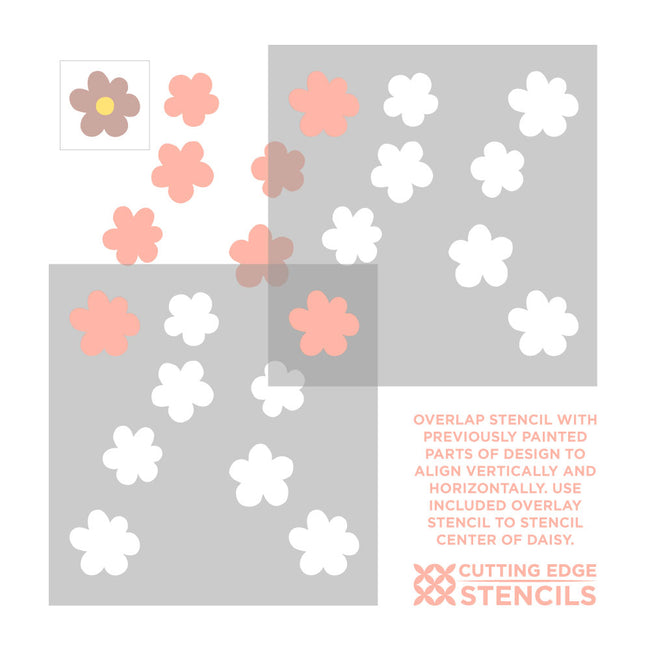 alignment instructions for the daisy dreams floral wall stencil