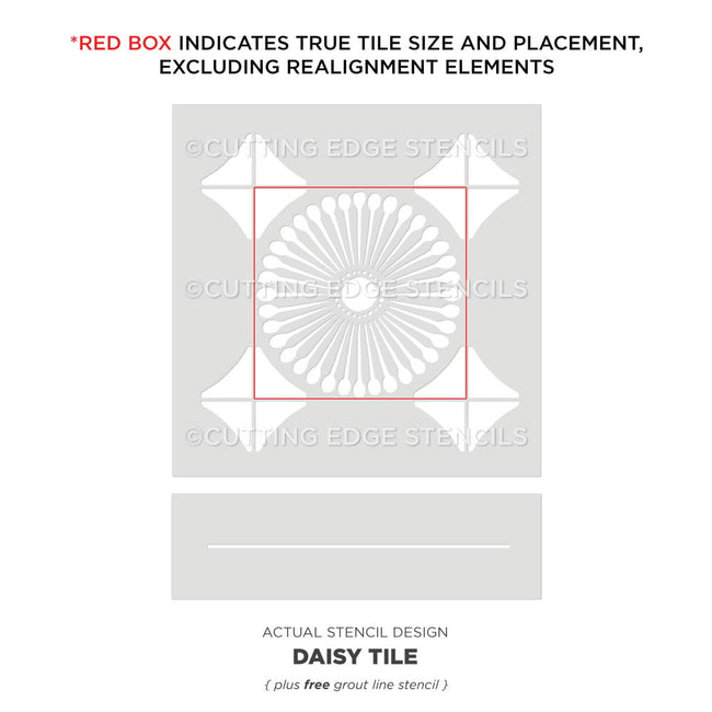 Daisy tile stencil actual stencil image registration system