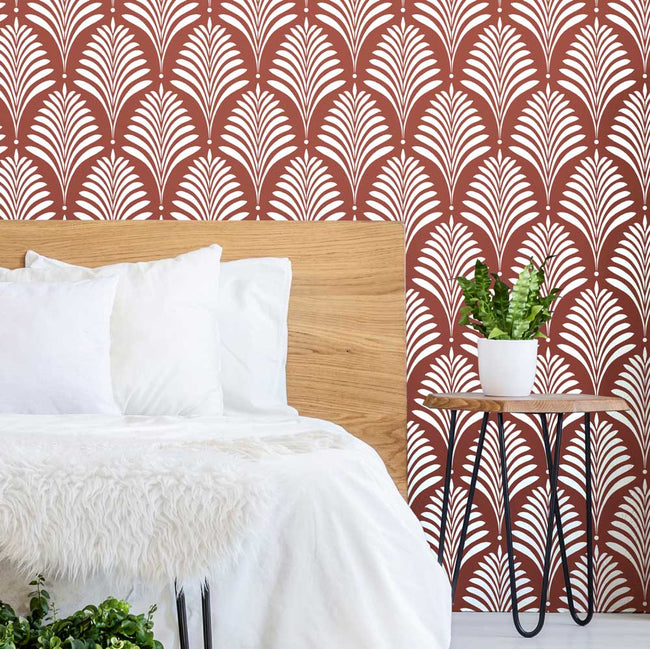 deco palm tropical wall stencil