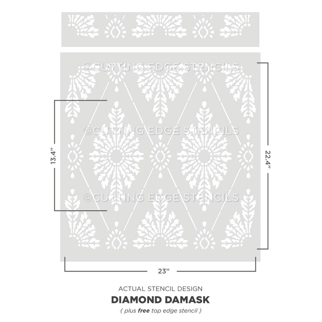 diamond damask stencil for walls