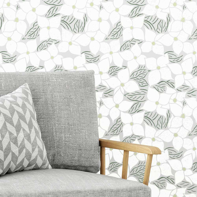 living room wall stencil dogwood white wall