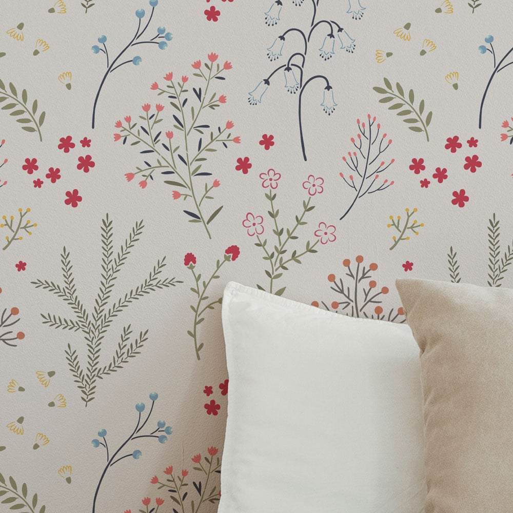 fairytale botanical wall stencil for bedroom wall