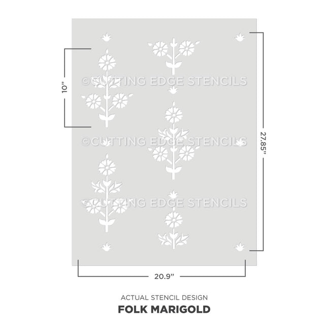 actual representation of the folk flower stencil pattern for walls