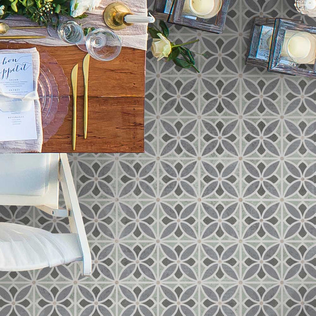 Outdoor Cement Tile Stencil Front Gate Patio Stencil