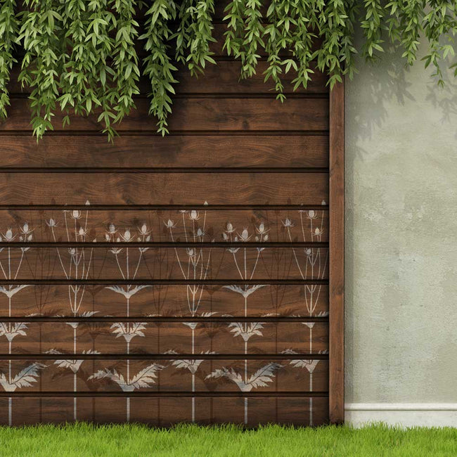 Giant Teasel Flower Stencil on a Fence