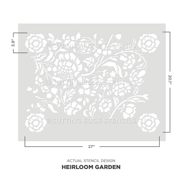 heirloom garden floral wall stencil