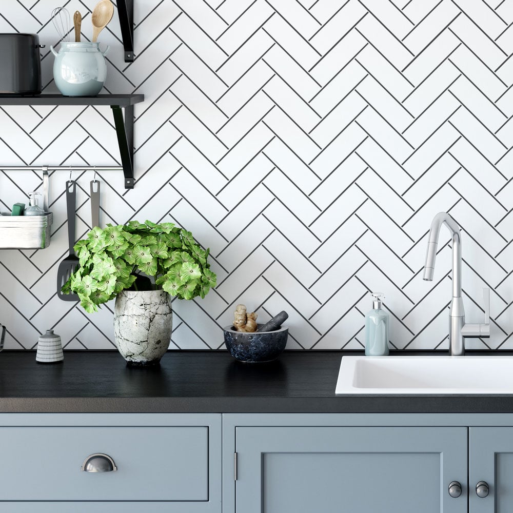 Herringbone Tile Stencil for painting backsplash or floor | Reusable ...