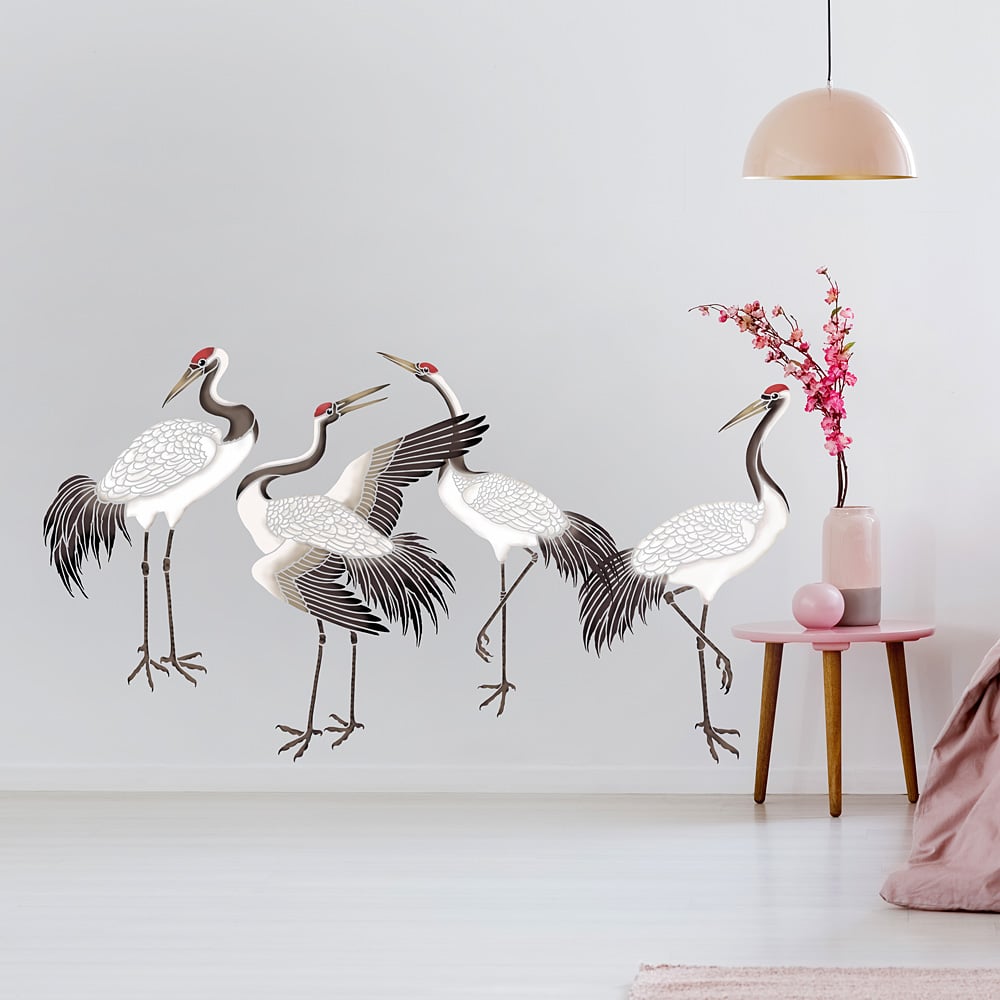 crane stencils wallpaper design