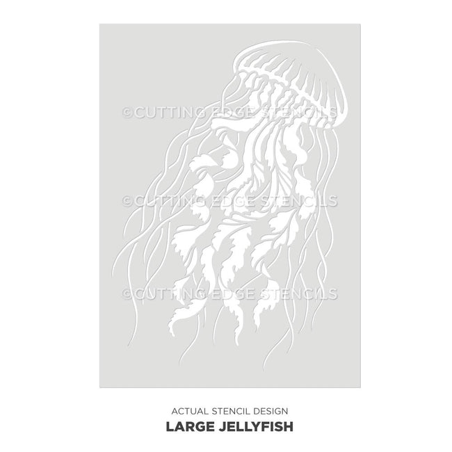 large jellyfish nautical wall stencil