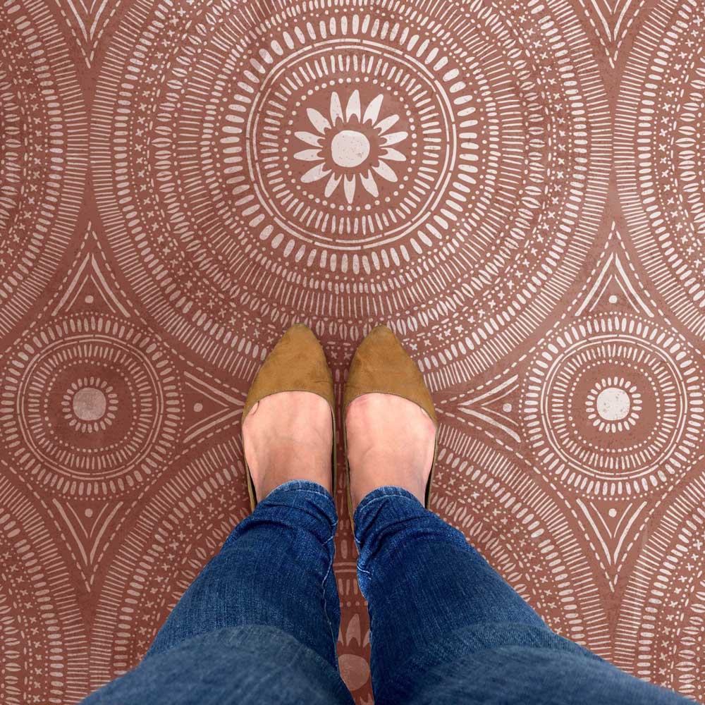 red floor stencil kona allover wall stencil