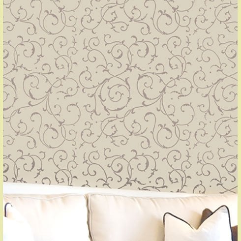 lily scroll wall stencil