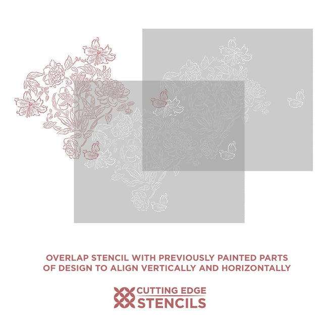 stencil alignment photo line art flowers wall stencil