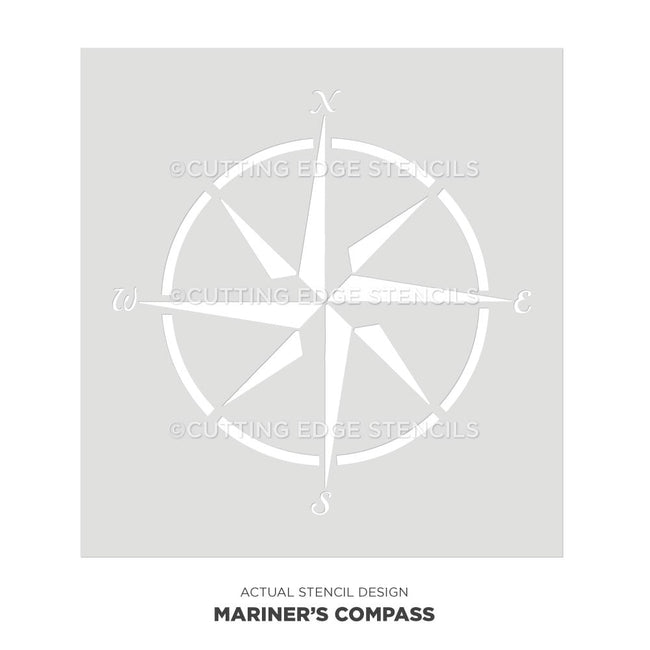 mariner's compass nautical wall stencil