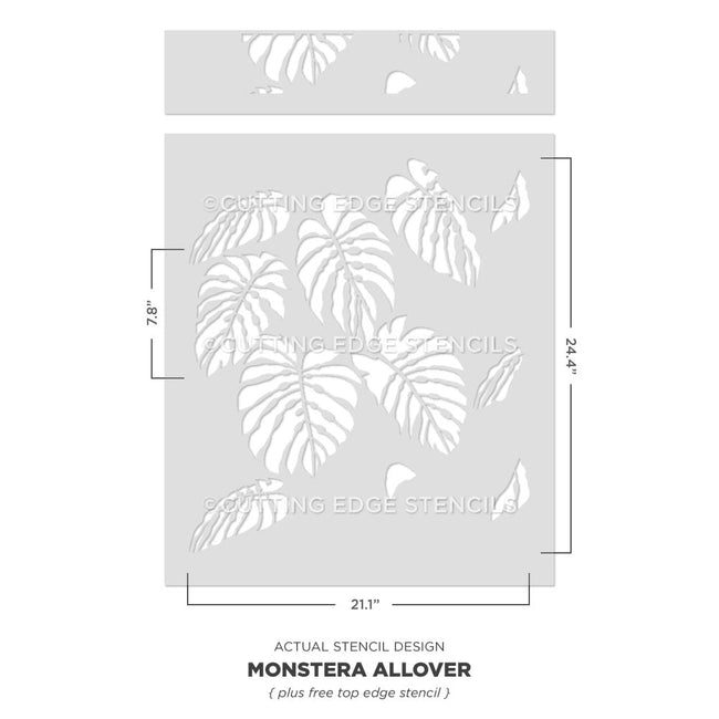 monstera wall stencil actual image
