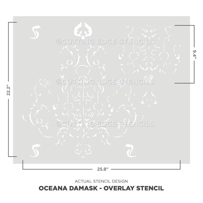 oceana damask stencil for walls overlay stencil