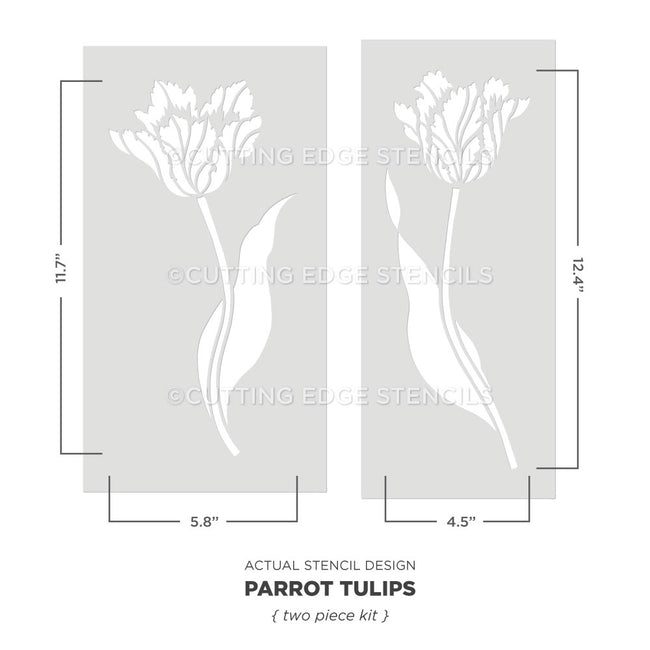 Parrot Tulips two-piece stencil kit graphic