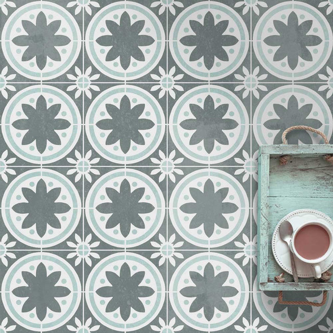 Moroccan tile stencil painted tiles