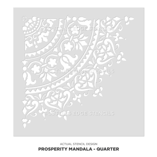 Prosperity Mandala Design Stencil Quarter Actual