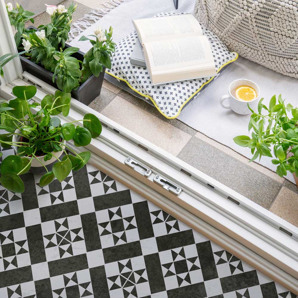 black and white stencil tile victorian patio tiles stencils