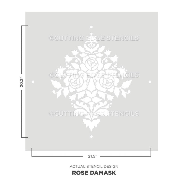 rose damask stencil for walls