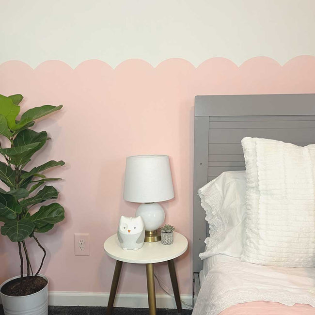 Pink Scallop Border mural wall kids bedroom