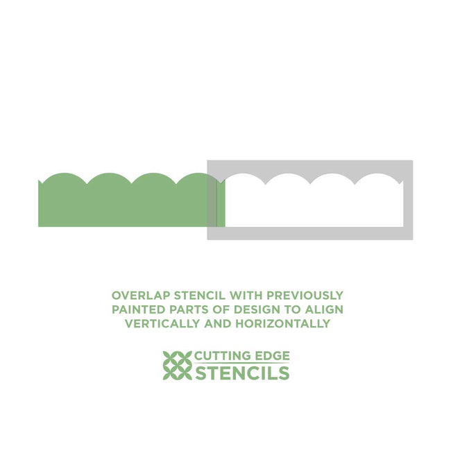 scallop alignment photo border stencil for walls