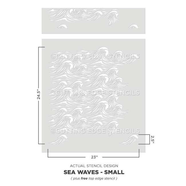 sea waves wall stencil ocean pattern