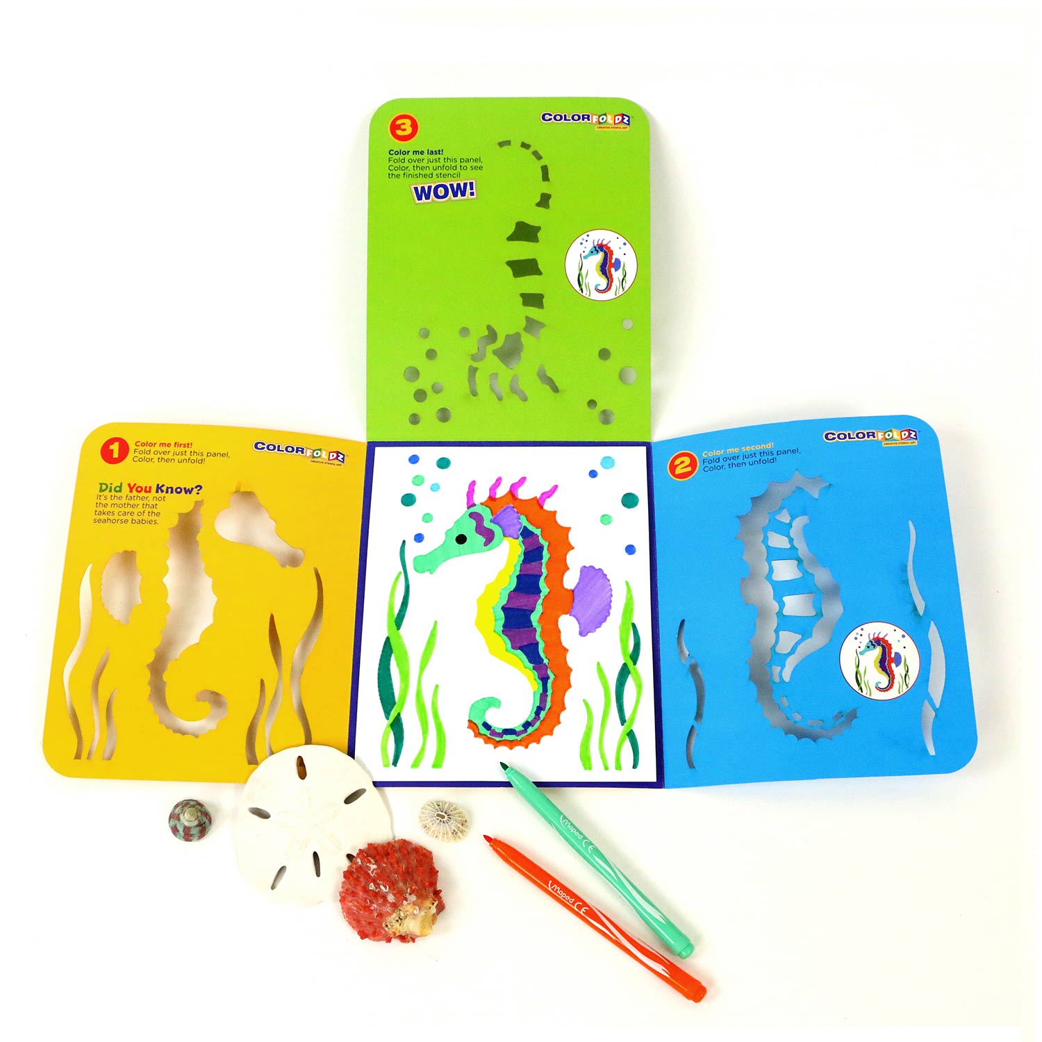 seahorse colorfoldz stencil