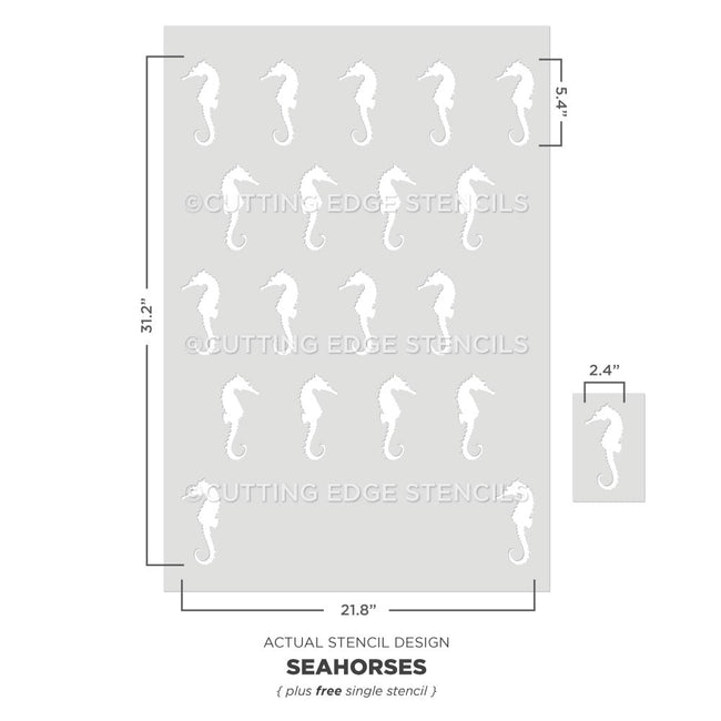 sea horse wall stencil nautical pattern