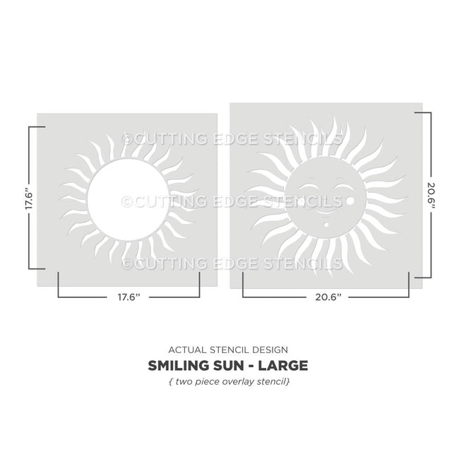 smiling sun wall art stencil actual stencil image size large