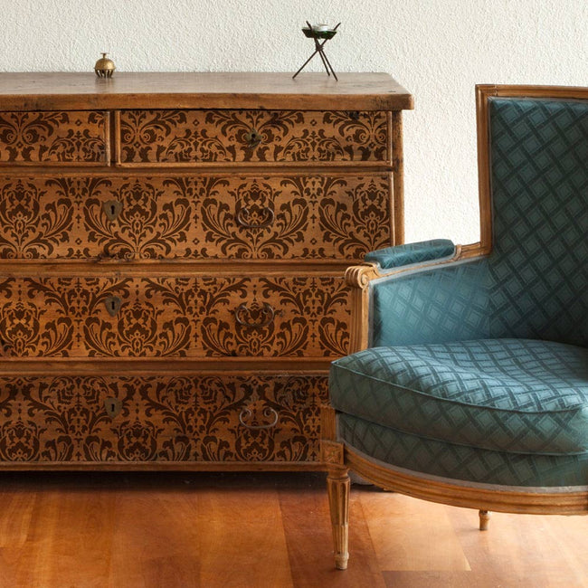 Stenciled-Dresser-Drawers-Furniture-Stencil-Anna-Damask