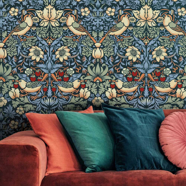 Strawberry thief wall stencil