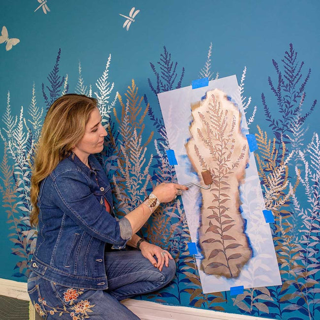 metallic sunny goldenrod wall pattern stencil kit