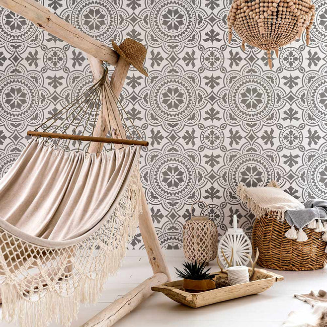 tile wall stencil tangier moroccan morocco cement tile