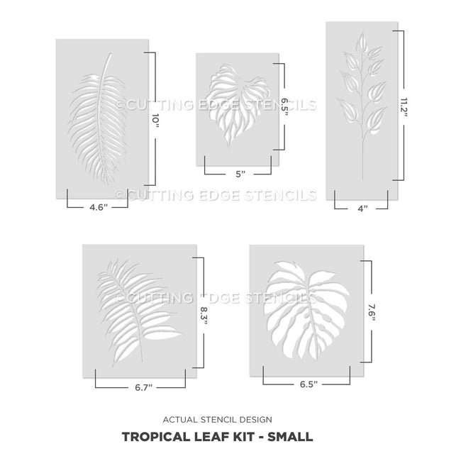 small tropical leaf stencil kit actuals