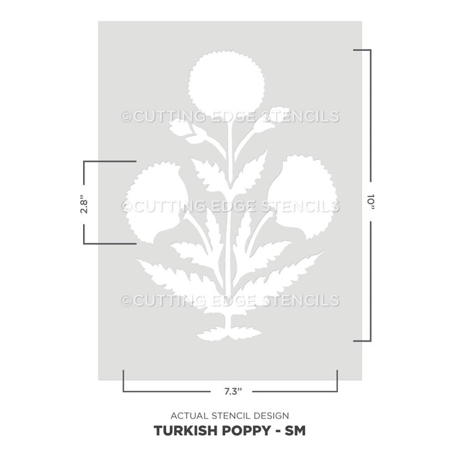 small turkish poppy wall stencil actual stencil image