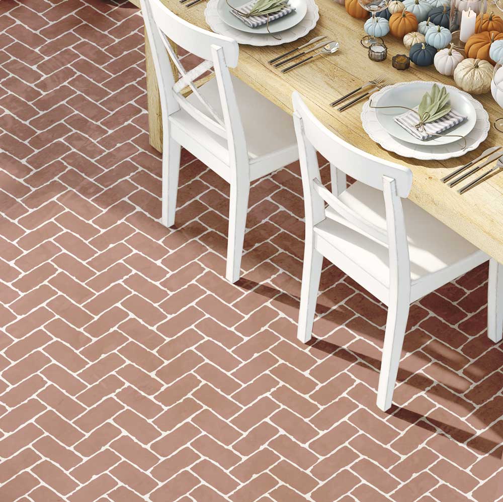 vintage patio bricks stencil red outdoor floor stencil