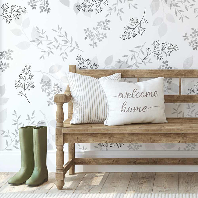 leaves wall pattern stencil kit