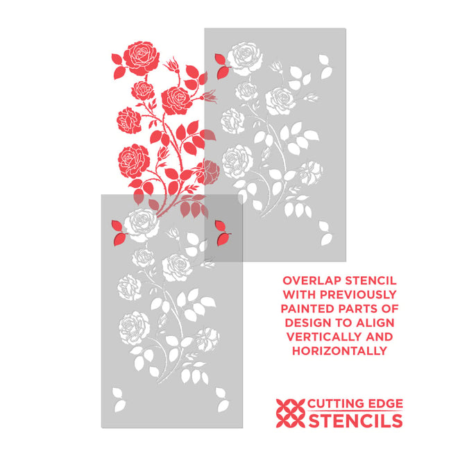 Wild Roses Allover Stencil Rose Flowers Flower Wallpaper Pattern Stenciling