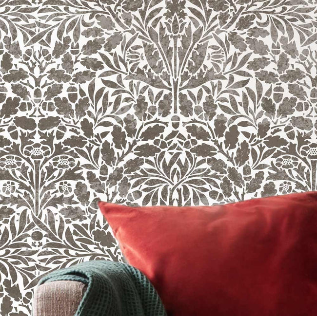 neutral acorn living room wall stencil