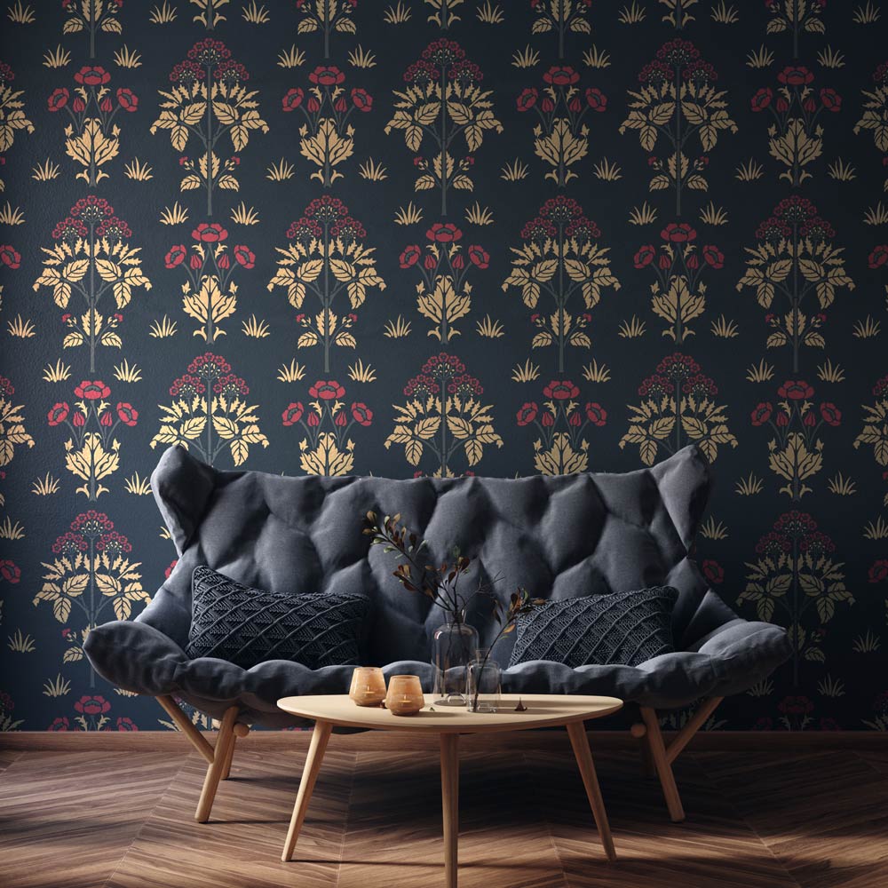 william morris meadowsweet wall stencil pattern