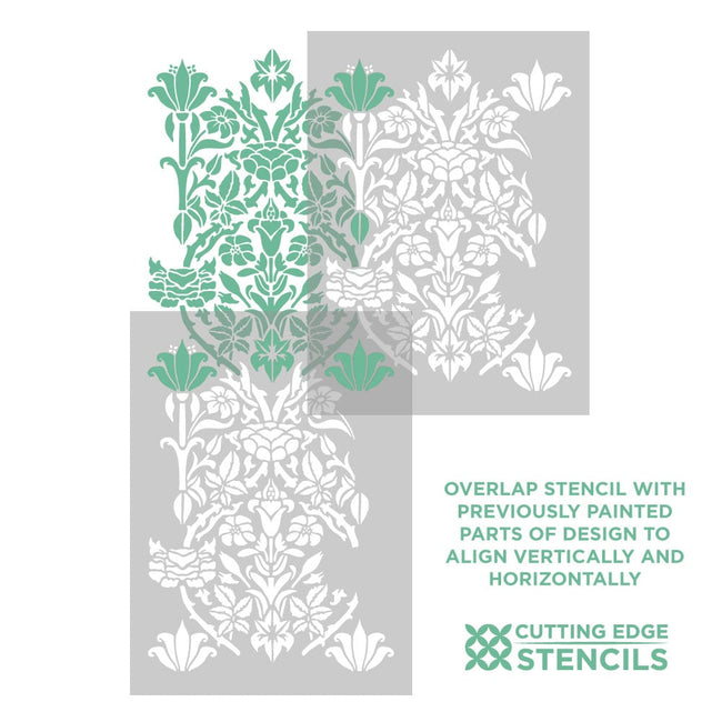 alignment stencil image wall stencil pattern vintage rose and lily