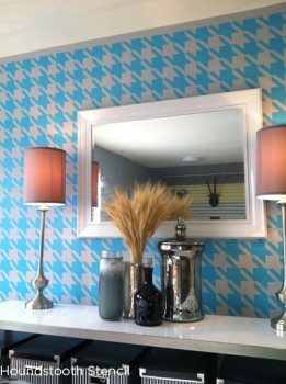 Stencil the Houndstooth pattern from Cutting Edge Stencils in blue and gray for classic modern twist! http://www.cuttingedgestencils.com/wall_stencil_houndstooth.html