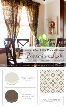 Use the Fuji Stencil in these Benjamin Moore colors to get these gorgeous diy curtains! http://www.cuttingedgestencils.com/stencil-wall-stencils-fuji.html