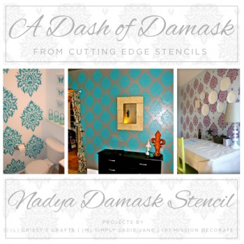Cutting Edge Stencils shares room ideas using the Nadya Damask Stencil! http://www.cuttingedgestencils.com/damask-moroccan-stencil.html